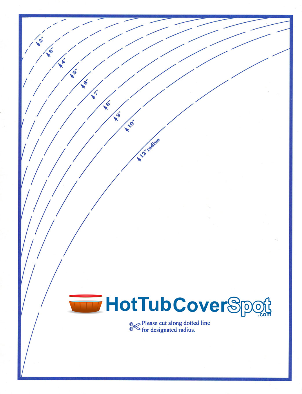 Find a spa cover radius Radius Template Sheet