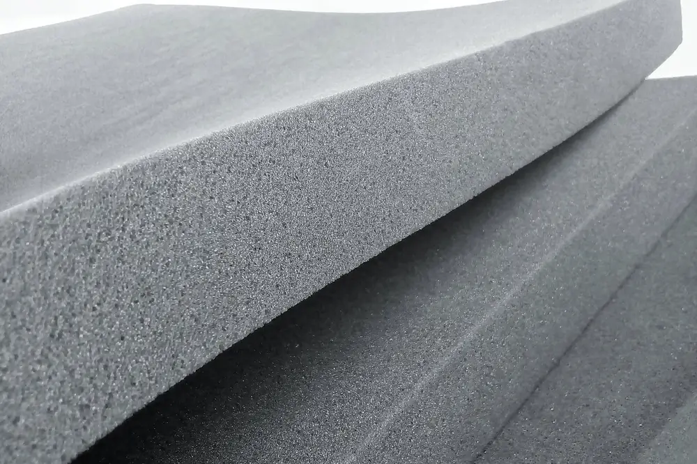 Close-up of high-density foam insulation, used as a core material for energy-efficient hot tub covers.
